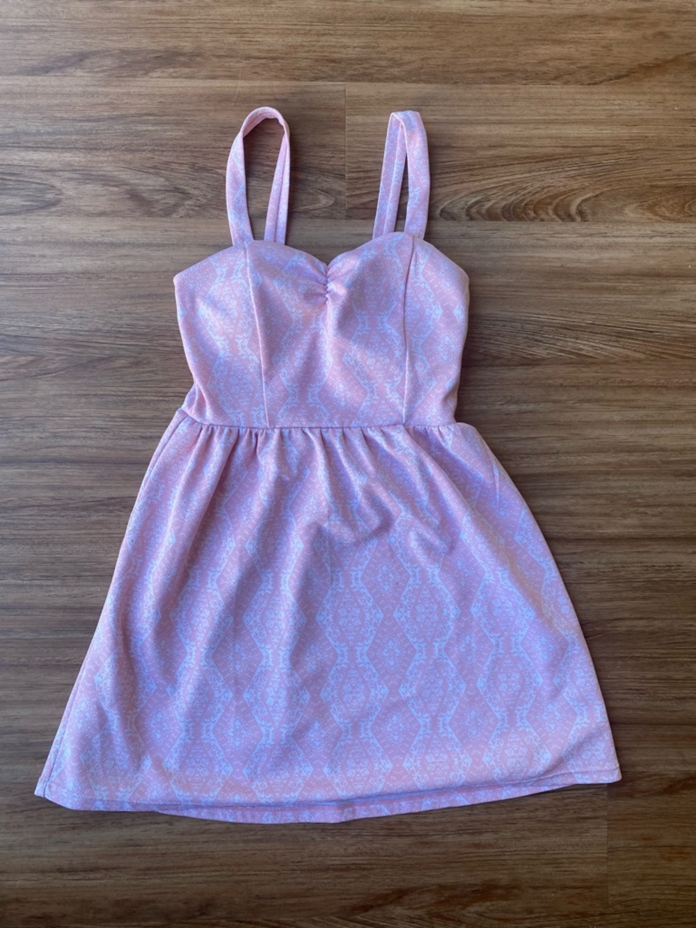 No Boundaries Pink Patterned Strappy Sundress